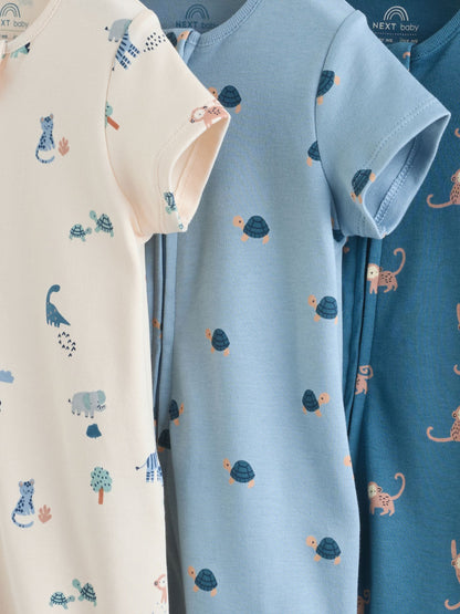 Teal Blue Two Way Zip Baby Rompers 3 Pack (0mths-3yrs) image 7