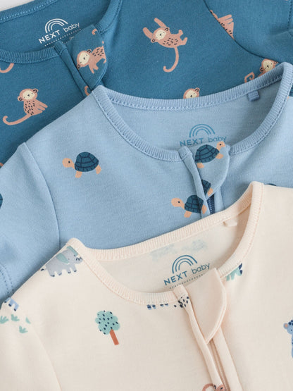 Teal Blue Two Way Zip Baby Rompers 3 Pack (0mths-3yrs) image 8