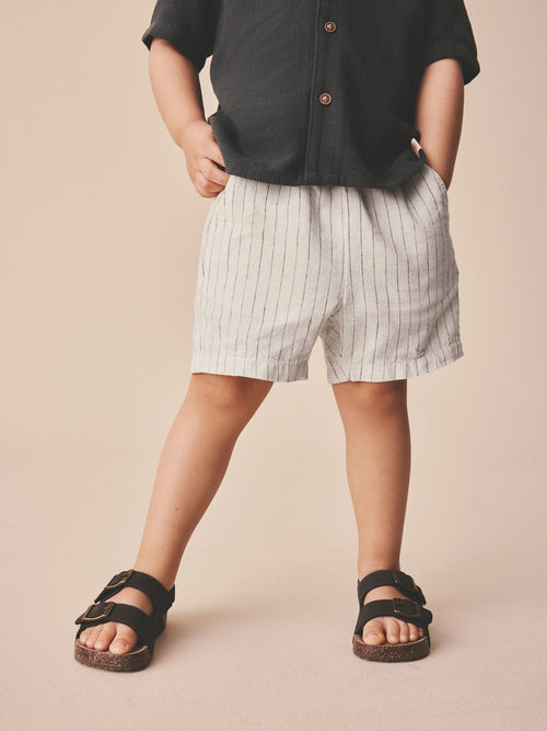 Ecru Stripe Linen Blend Pull On Shorts (3mths-7yrs) image 1