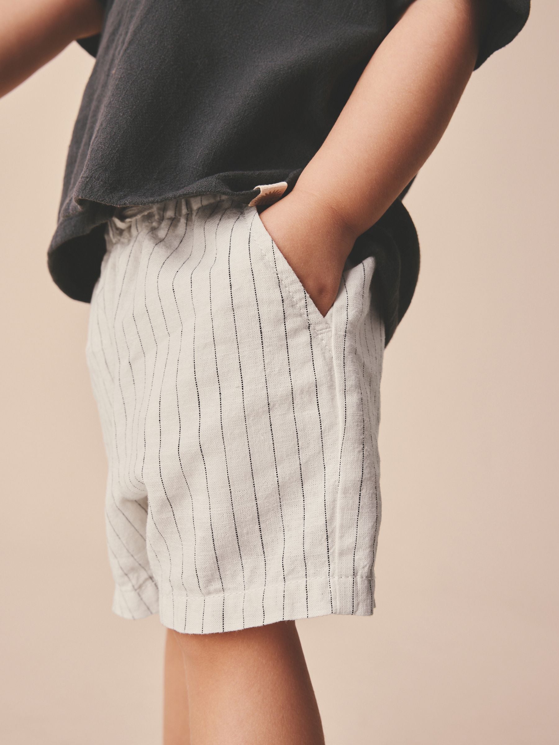 Dsiney Kidz - Ecru Stripe Linen Blend Pull On Shorts (3mths-7yrs) image 4