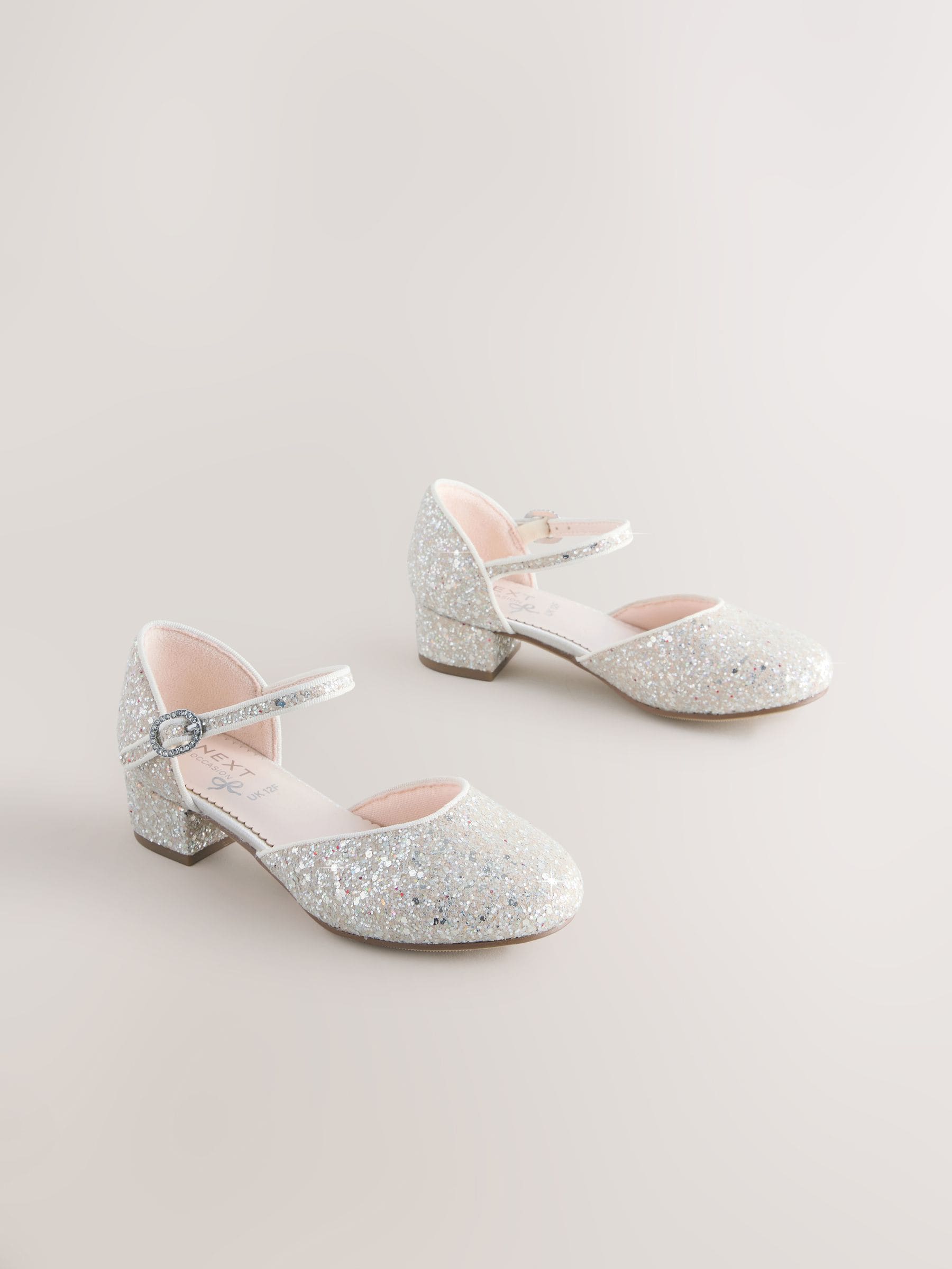Ivory Glitter Standard Fit (F) Two Part Heeled Shoes image 1