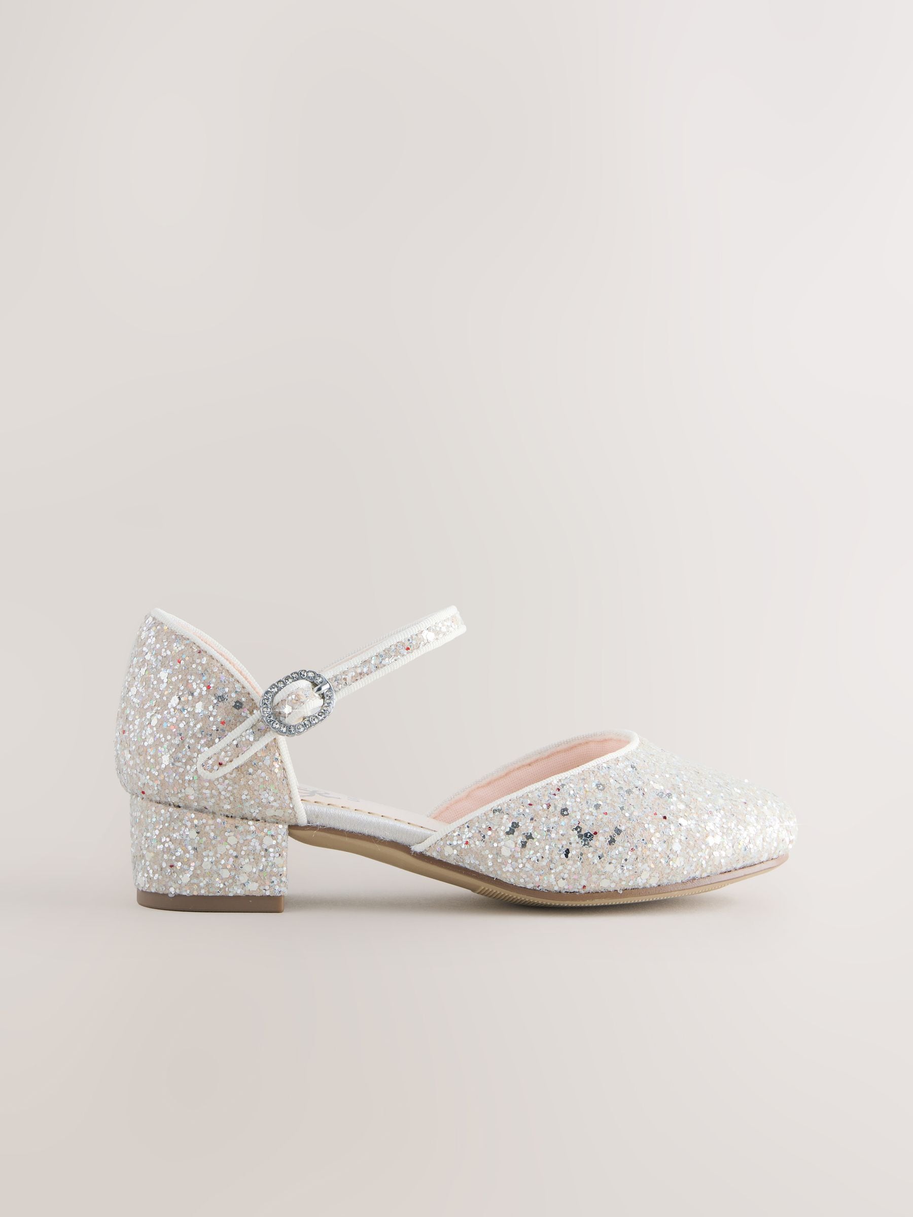 Ivory Glitter Standard Fit (F) Two Part Heeled Shoes image 2