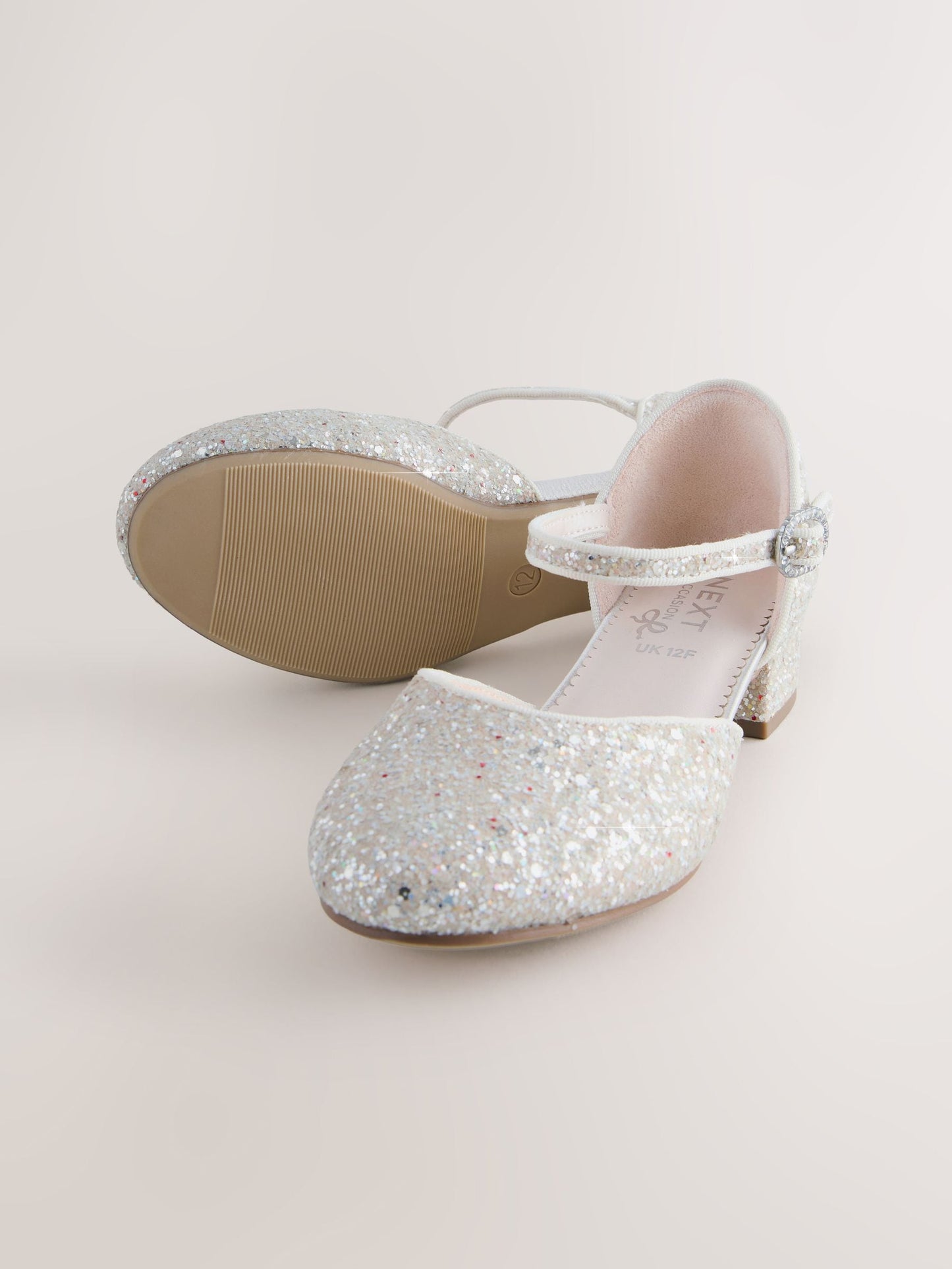 Ivory Glitter Standard Fit (F) Two Part Heeled Shoes image 3