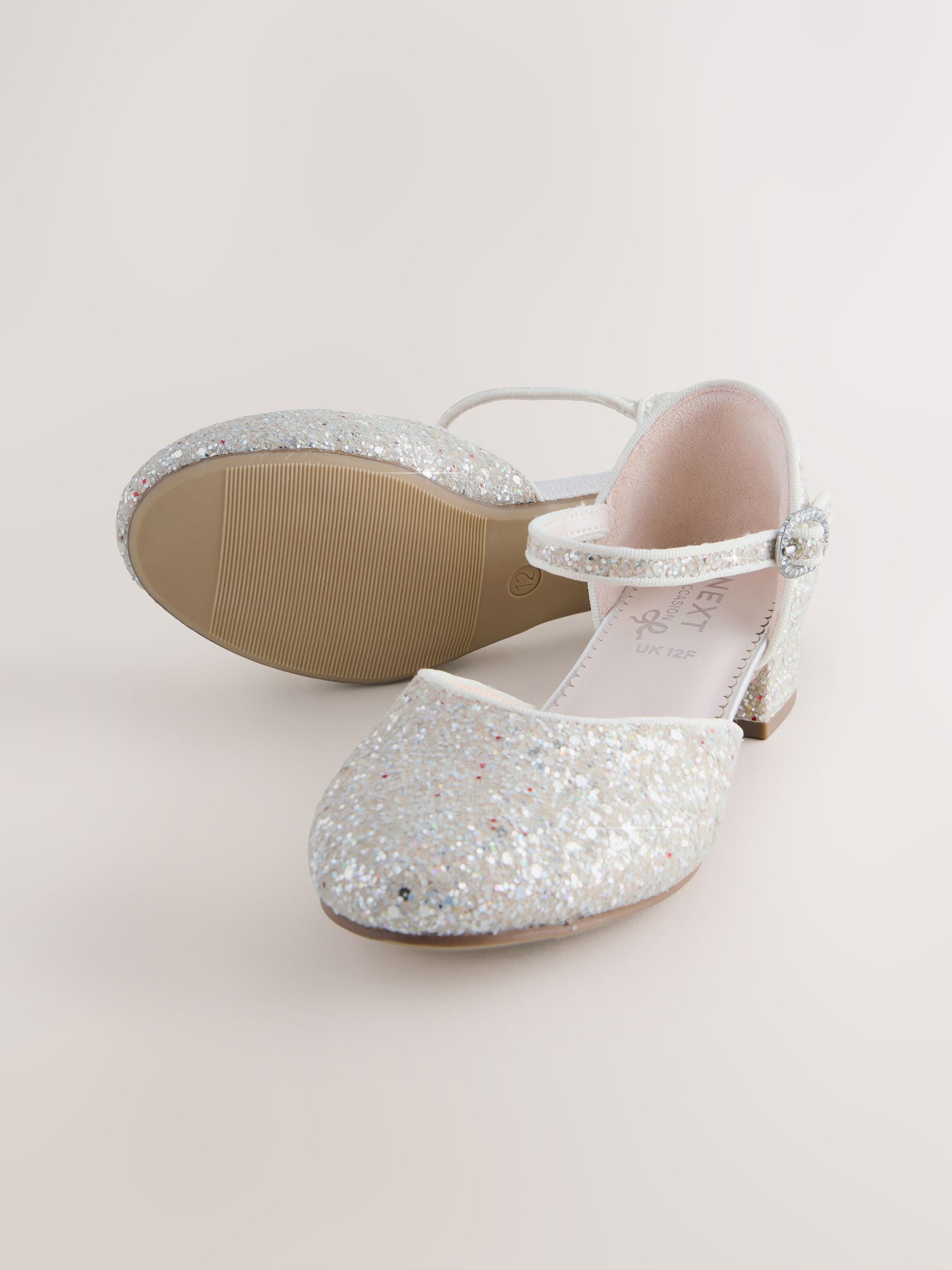 Ivory Glitter Standard Fit (F) Two Part Heeled Shoes image 3