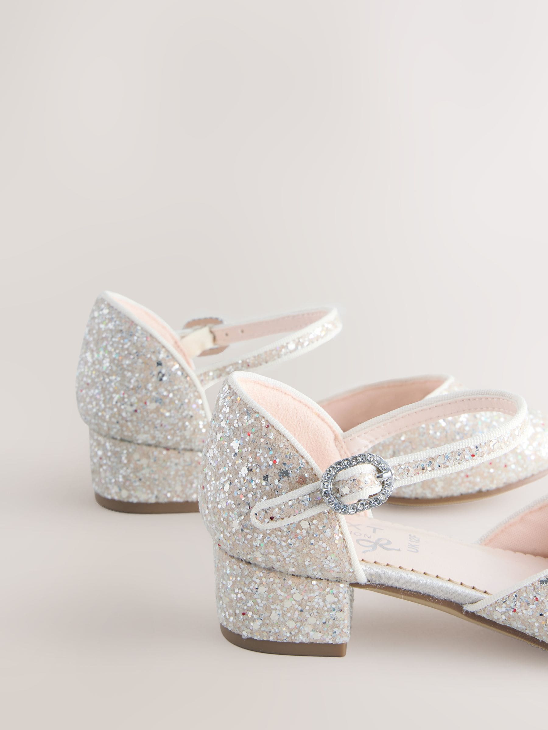 Ivory Glitter Standard Fit (F) Two Part Heeled Shoes image 4