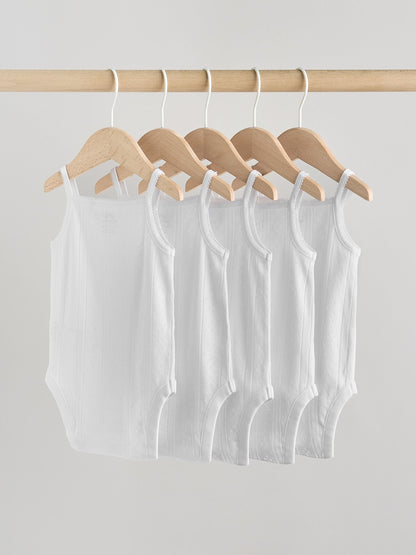 White Vest Baby Bodysuits 5 Pack image 7