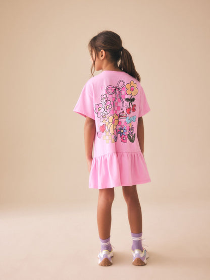 Pink Print T-Shirt Dress (3-16yrs) image 1