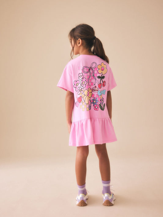 Pink Print T-Shirt Dress (3-16yrs) image 1