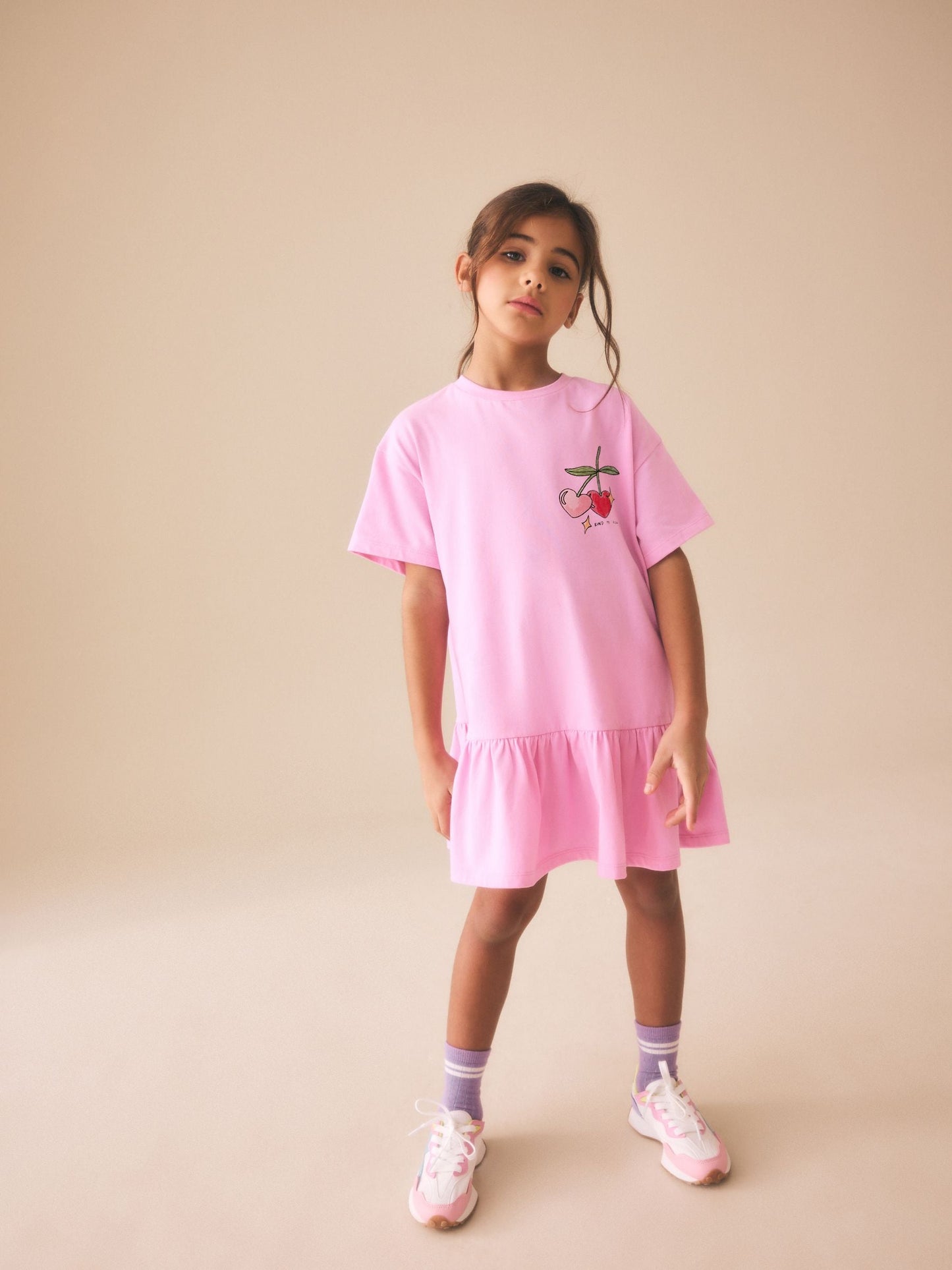Pink Print T-Shirt Dress (3-16yrs) image 2
