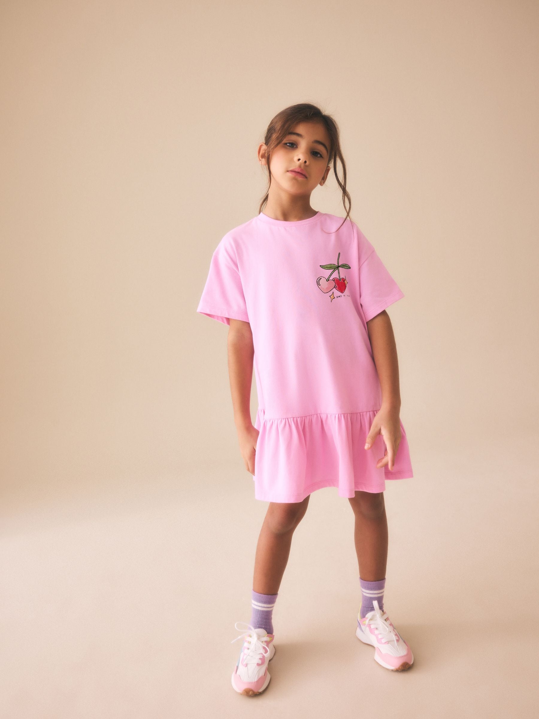 Pink Print T-Shirt Dress (3-16yrs) image 2