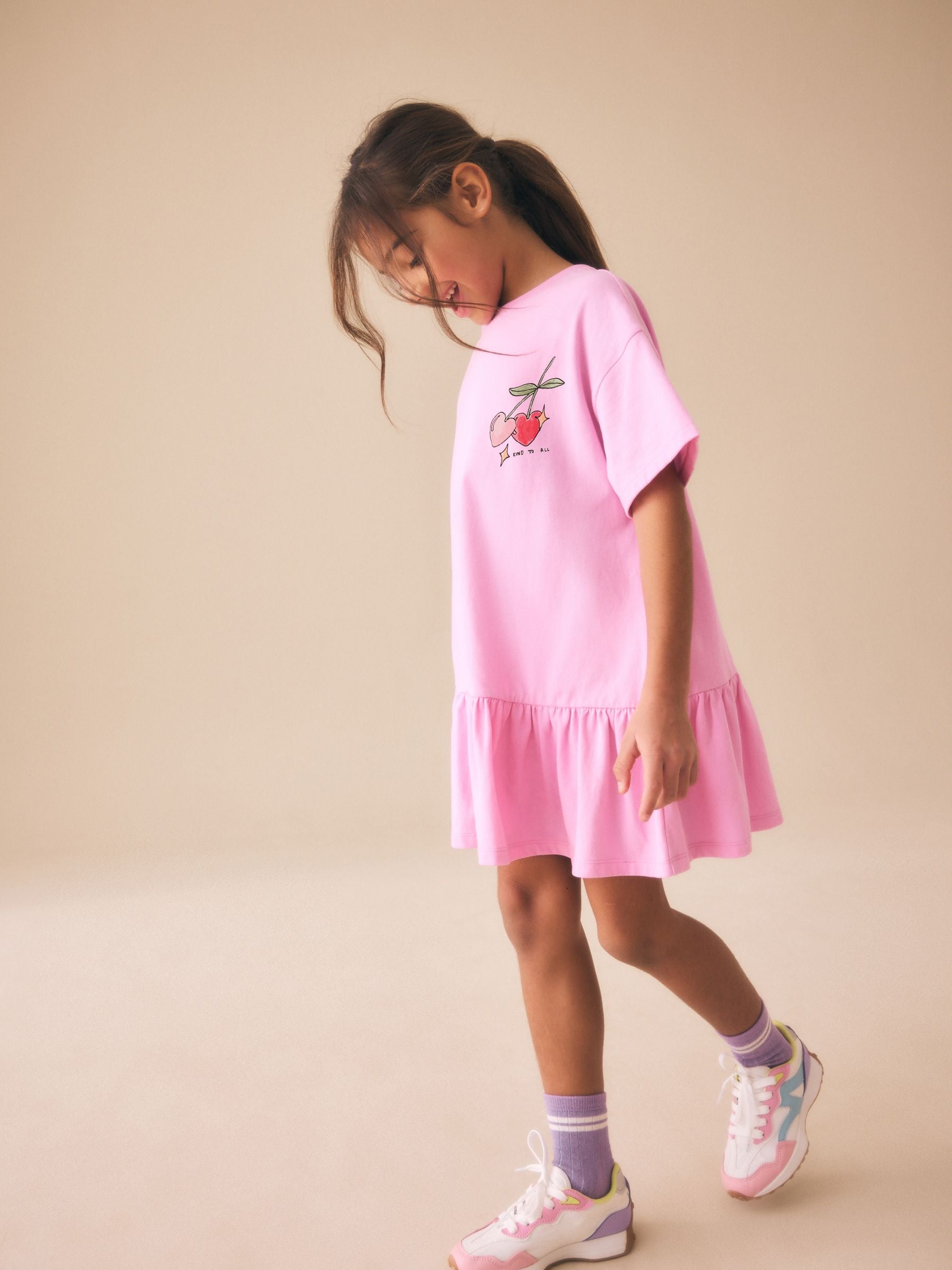 Pink Print T-Shirt Dress (3-16yrs) image 3