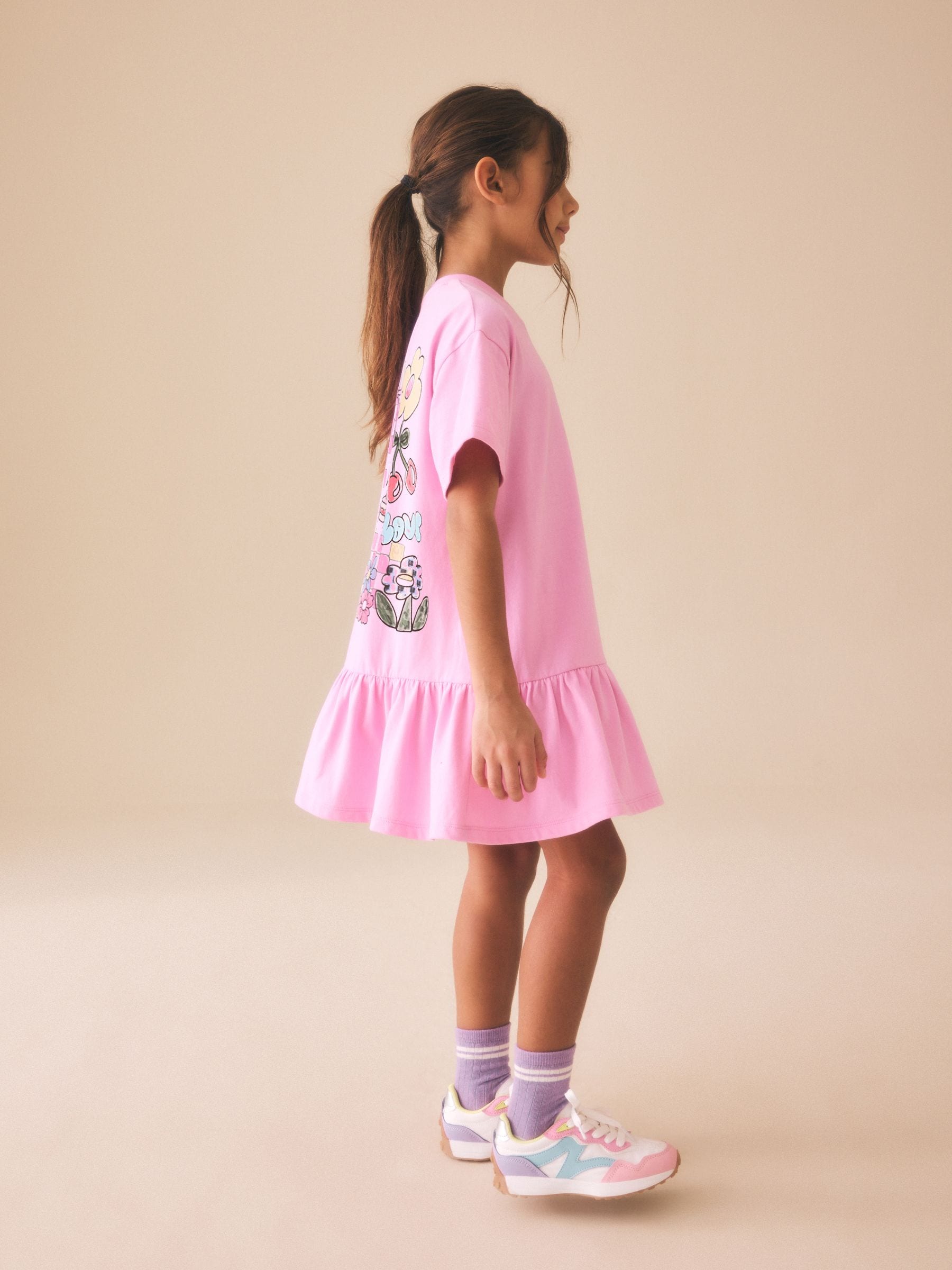 Pink Print T-Shirt Dress (3-16yrs) image 4