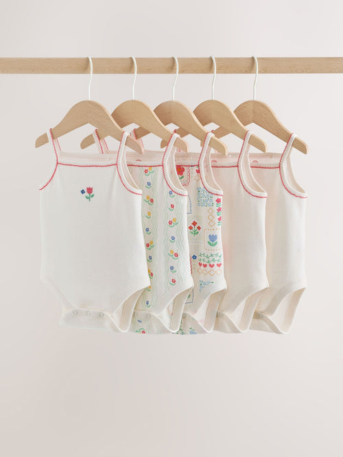 Cream Vest Baby Bodysuits 5 Pack image 1