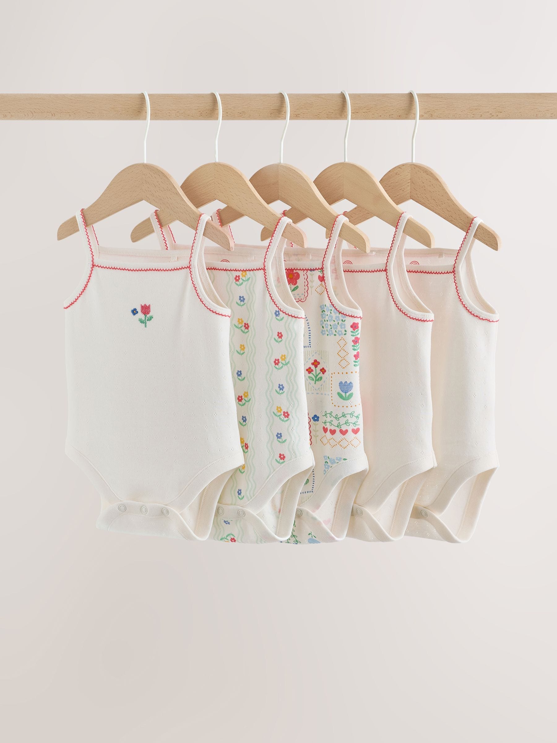 Cream Vest Baby Bodysuits 5 Pack image 1