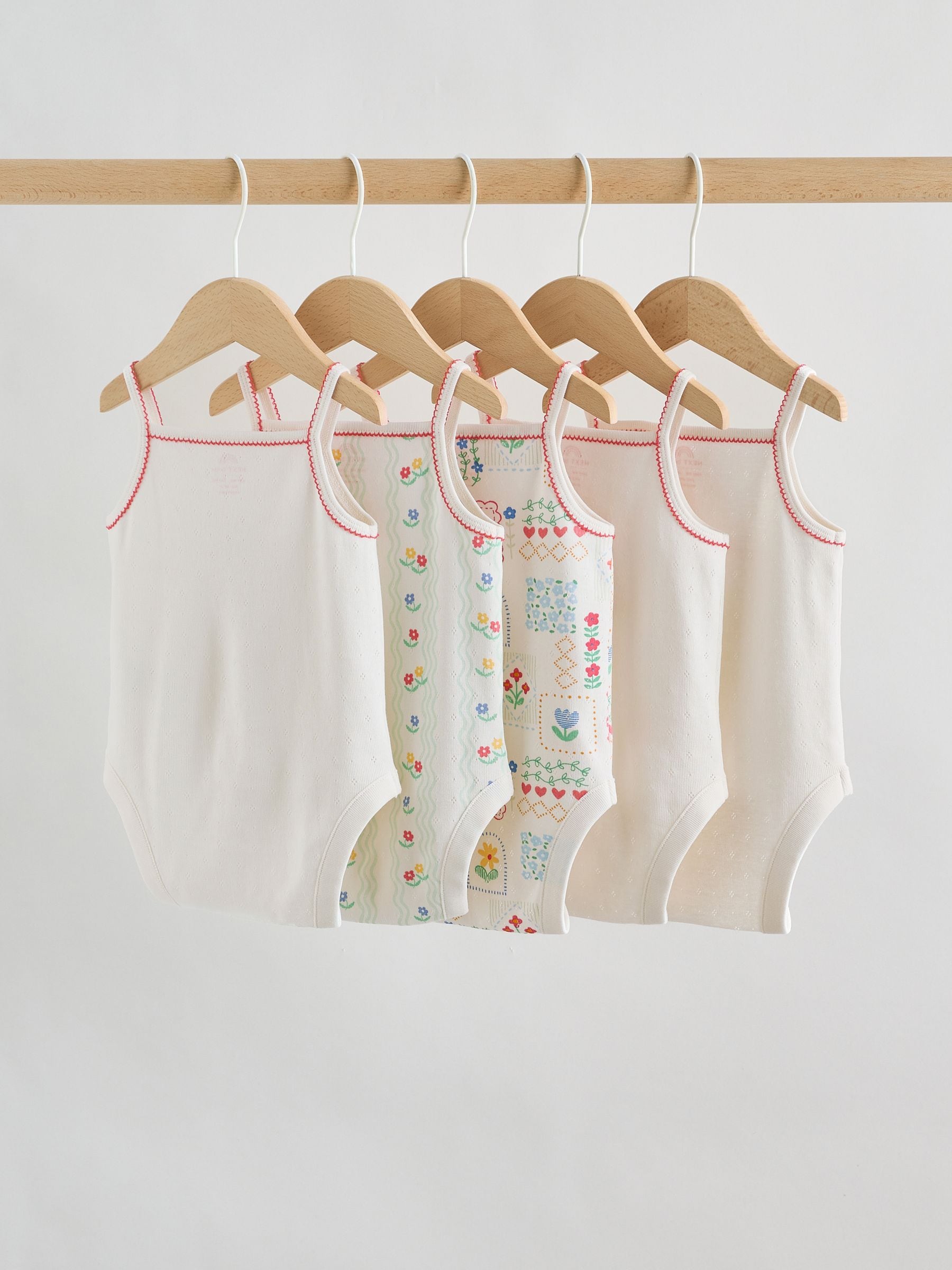 Cream Vest Baby Bodysuits 5 Pack image 2