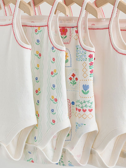 Cream Vest Baby Bodysuits 5 Pack image 9