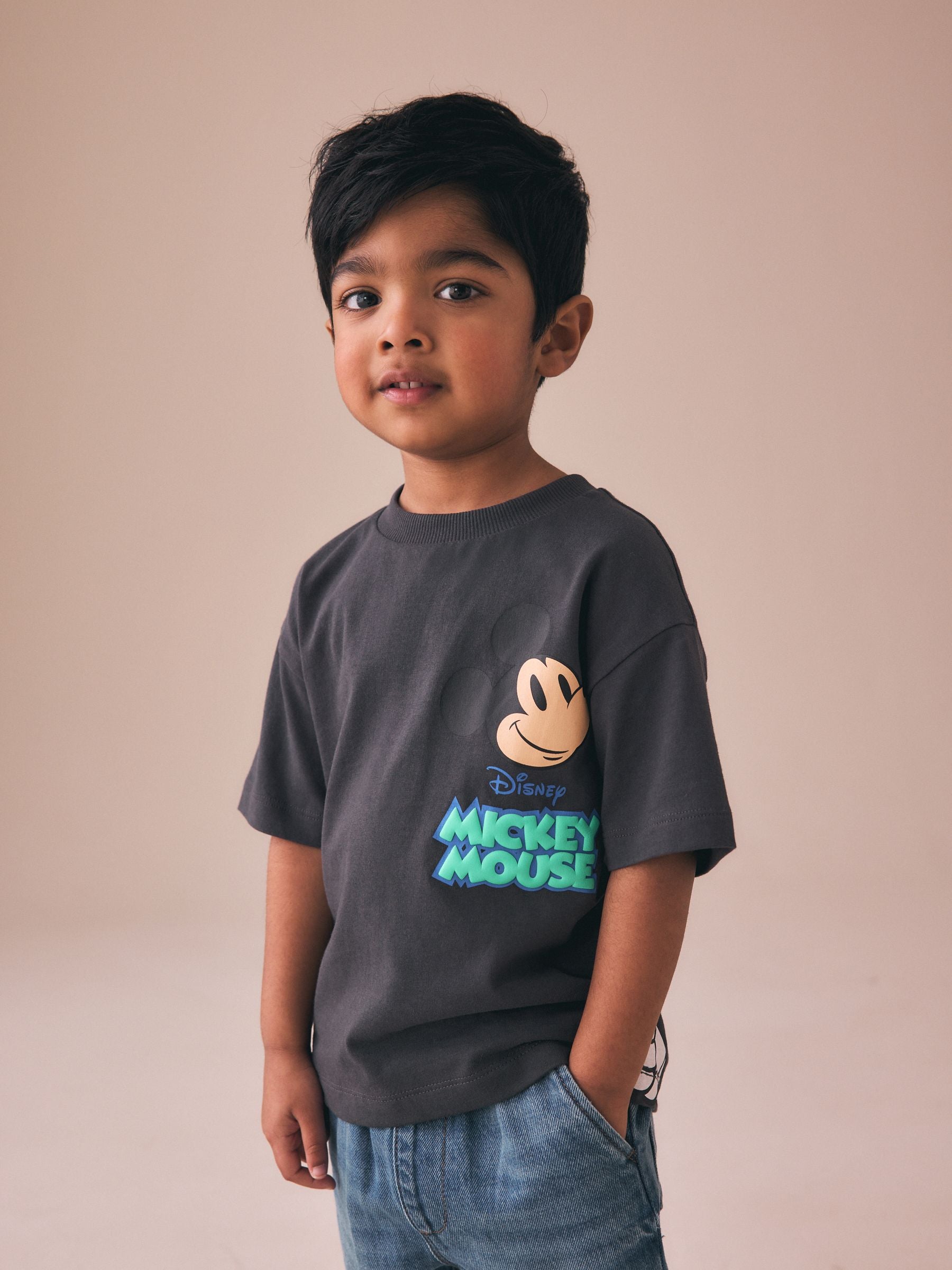 Dark Grey Mickey Mouse Short Sleeve T-Shirt (3mths-8yrs) image 1