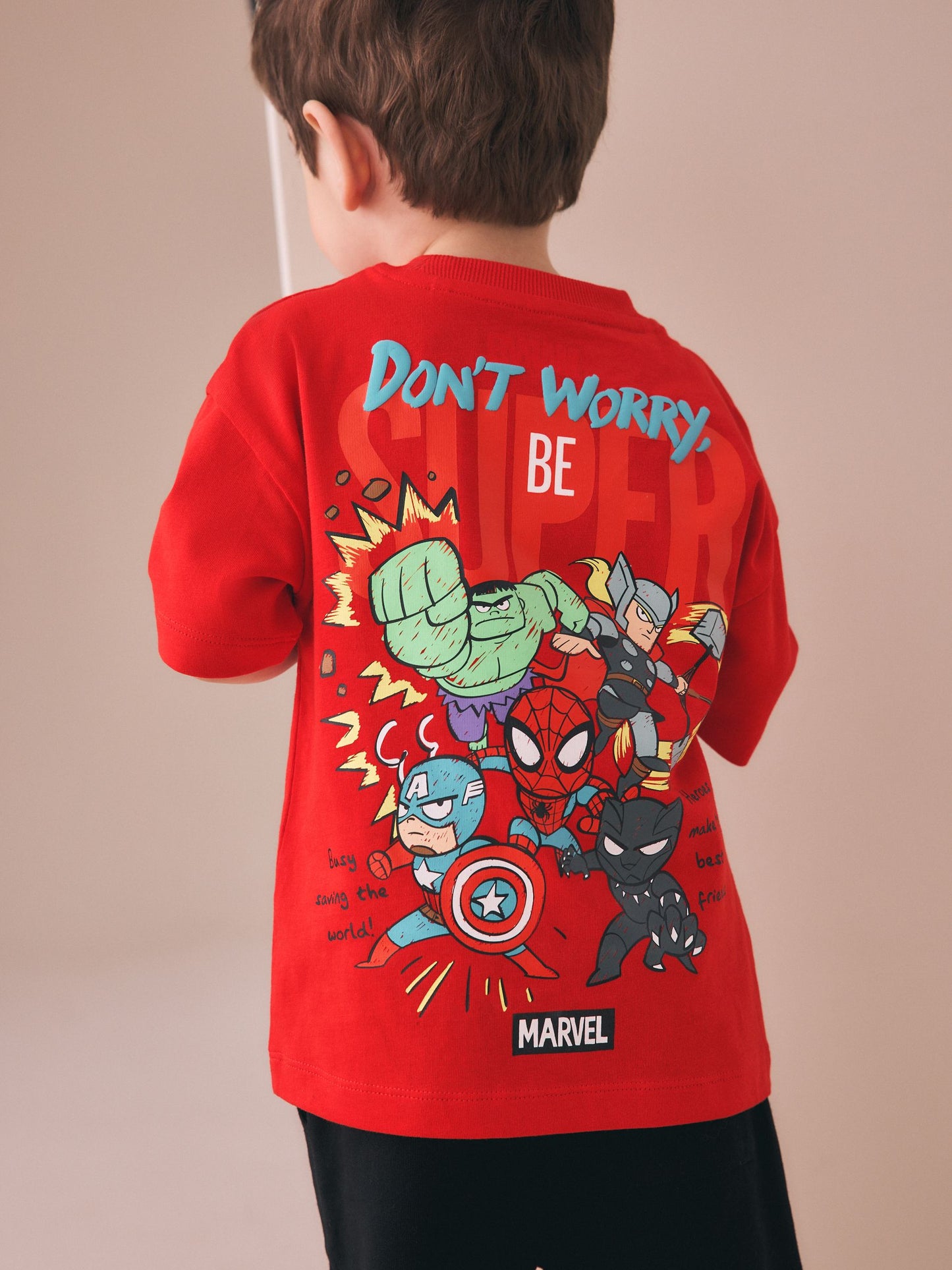 Red/Blue Marvel Short Sleeve Cotton T-Shirt (6mths-8yrs) image 1