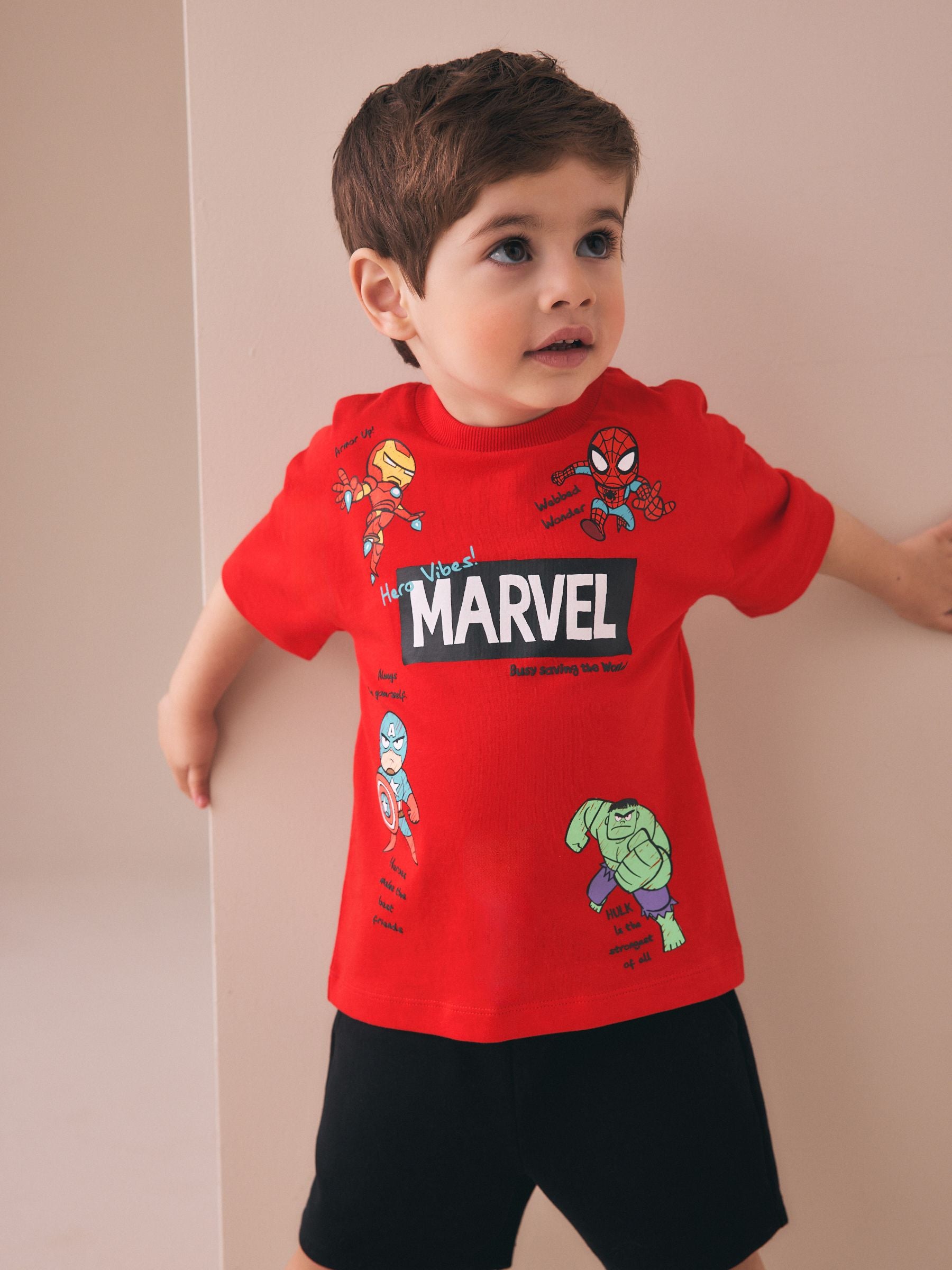 Red/Blue Marvel Short Sleeve Cotton T-Shirt (6mths-8yrs) image 2
