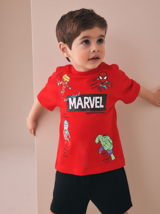 Red/Blue Marvel Short Sleeve Cotton T-Shirt (6mths-8yrs) image 2