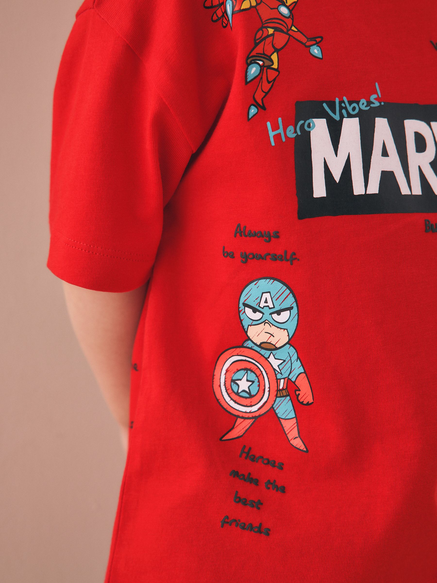 Red/Blue Marvel Short Sleeve Cotton T-Shirt (6mths-8yrs) image 3