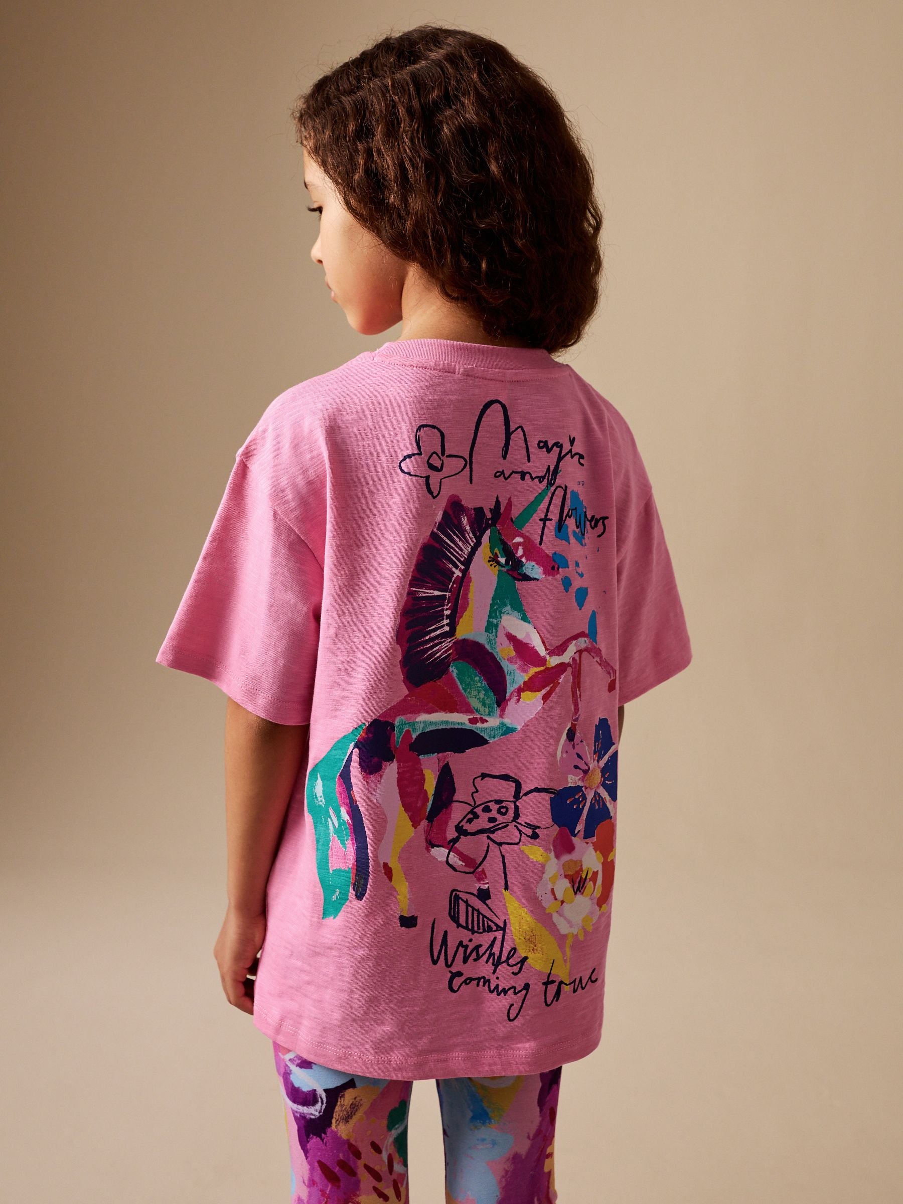 Dsiney Kidz - Pink Floral Unicorn T-Shirt and Leggings Set (3-16yrs) image 3