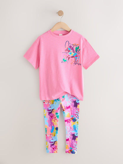 Dsiney Kidz - Pink Floral Unicorn T-Shirt and Leggings Set (3-16yrs) image 6
