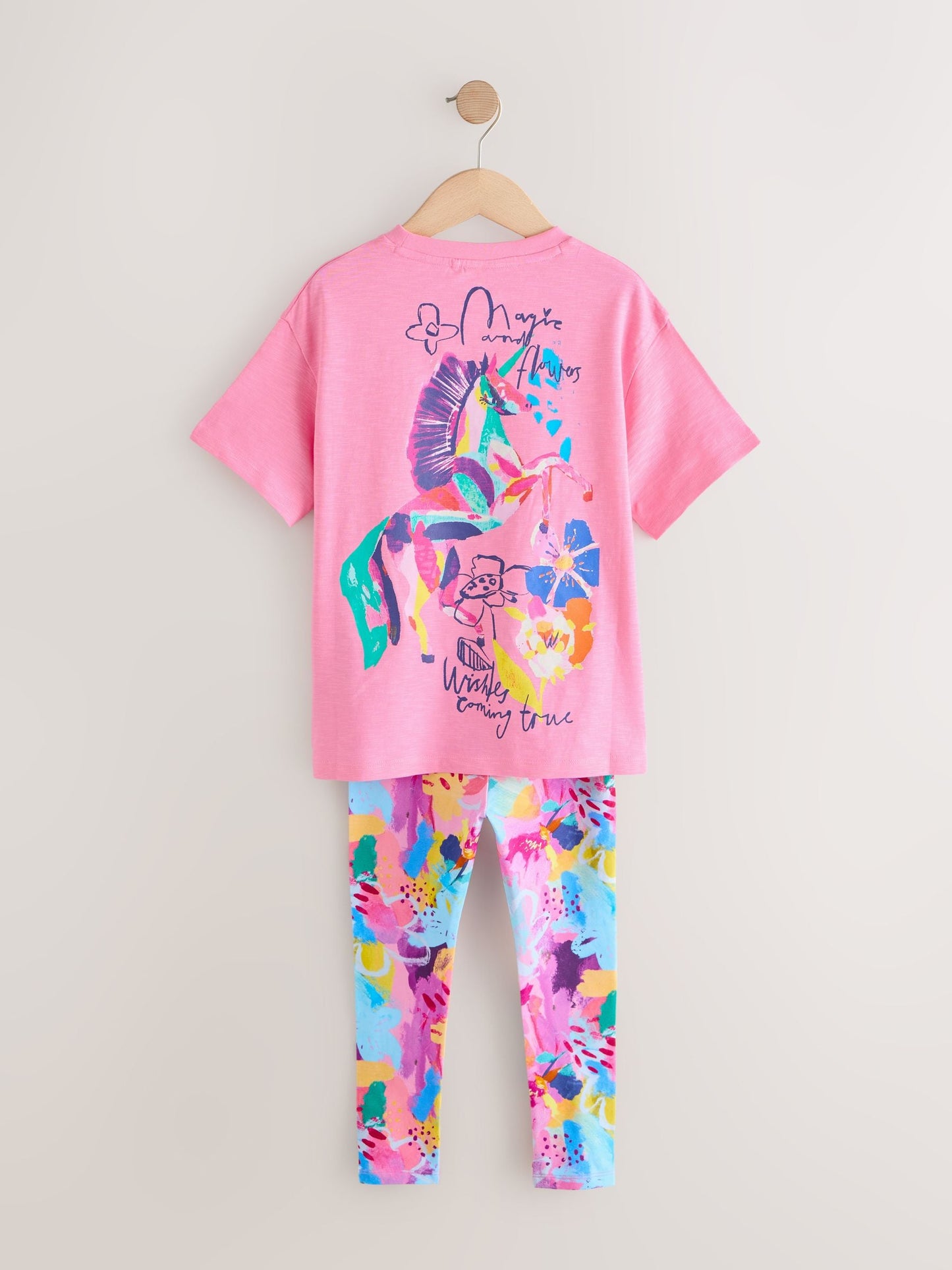 Dsiney Kidz - Pink Floral Unicorn T-Shirt and Leggings Set (3-16yrs) image 7