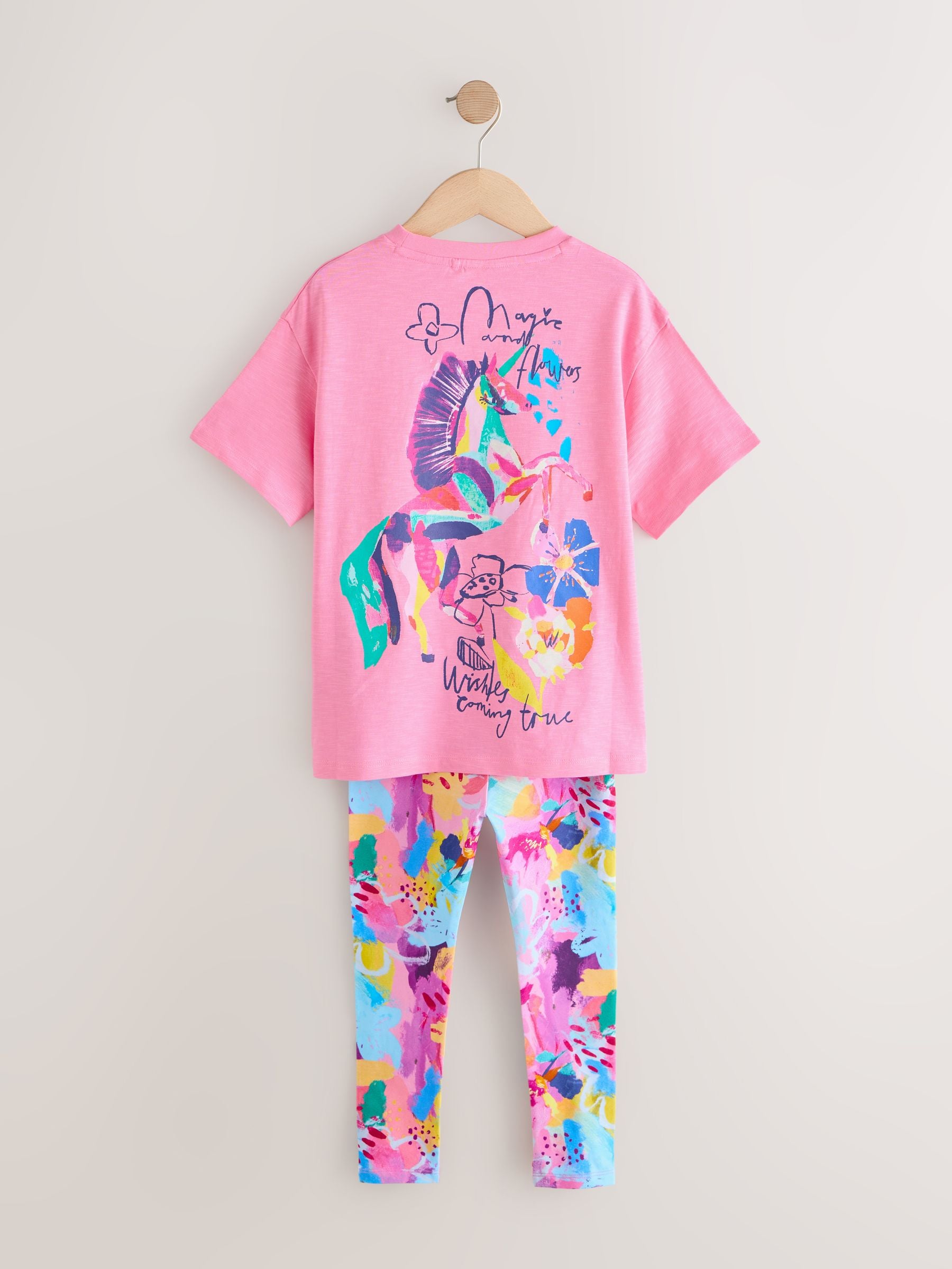 Dsiney Kidz - Pink Floral Unicorn T-Shirt and Leggings Set (3-16yrs) image 7