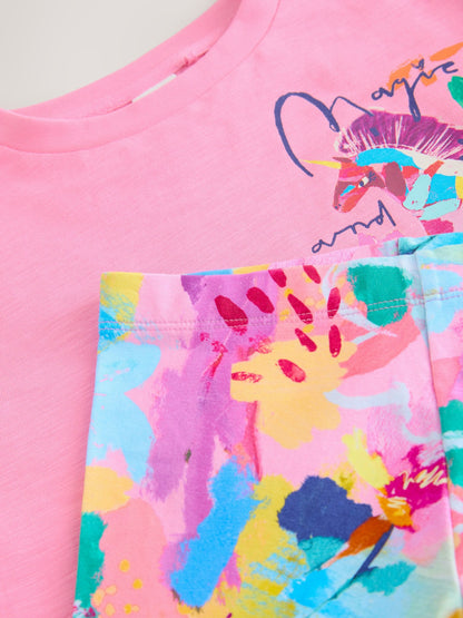 Dsiney Kidz - Pink Floral Unicorn T-Shirt and Leggings Set (3-16yrs) image 9