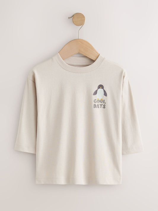 Stone Sea Animals Long Sleeve Back Print T-Shirt (3mths-8yrs) image 1