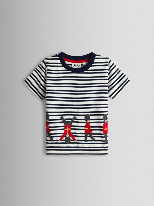 JoJo Maman Bébé Navy & White London Guard Appliqué T-Shirt image 1
