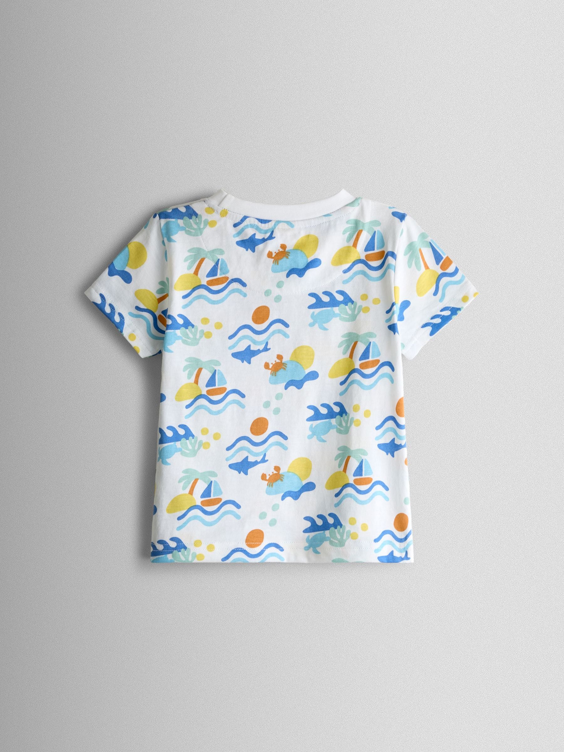 JoJo Maman Bébé Blue Ocean 2-Piece Printed T-Shirt & Shorts Set image 3