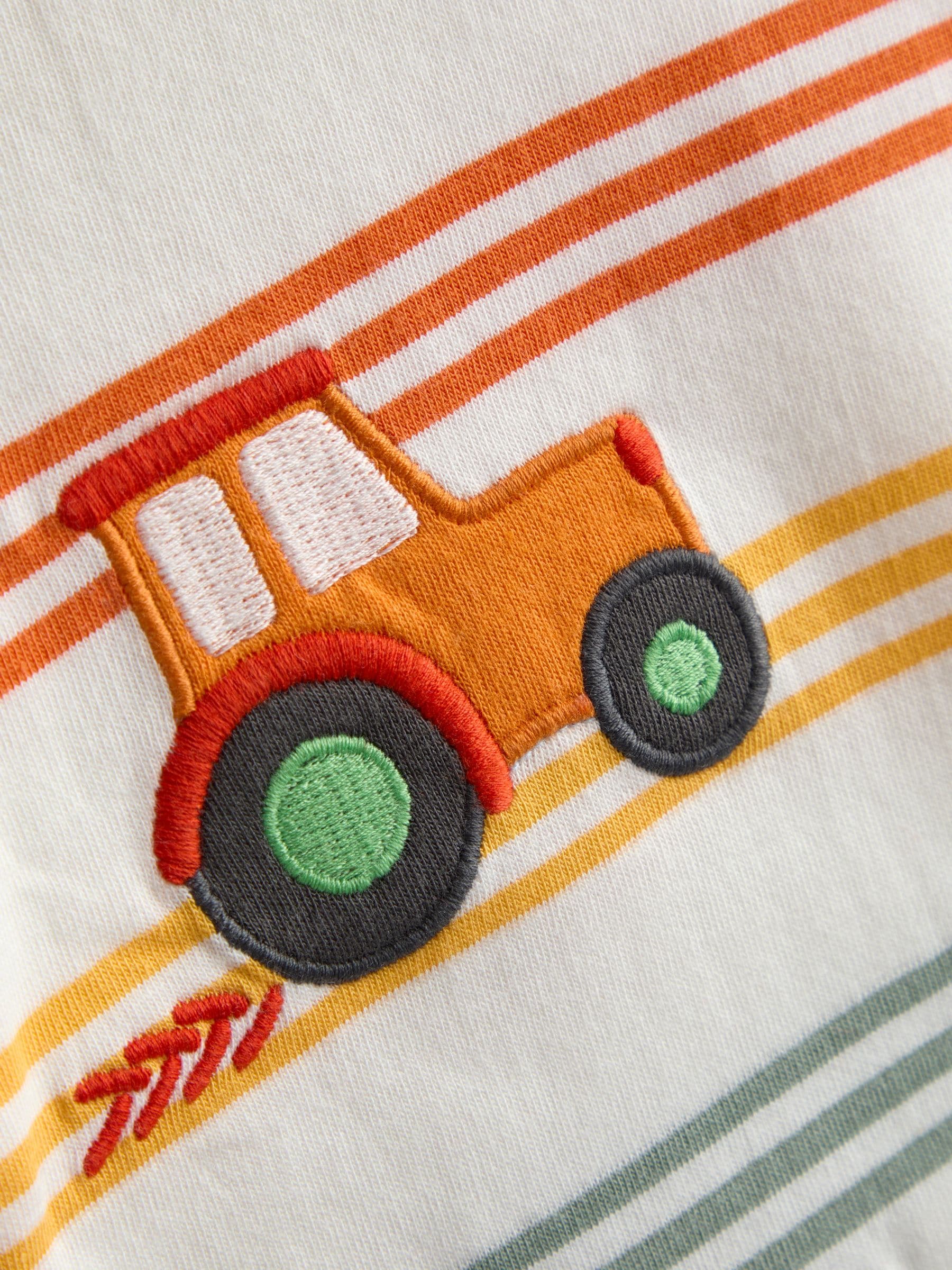 JoJo Maman Bébé Cream Tractor Appliqué T-Shirt image 4