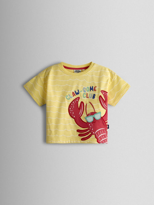 JoJo Maman Bébé Yellow Lobster Character Applique T-Shirt image 1