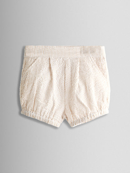 JoJo Maman Bébé White & Natural 2-Piece Classic Body & Stripe Short Set image 4