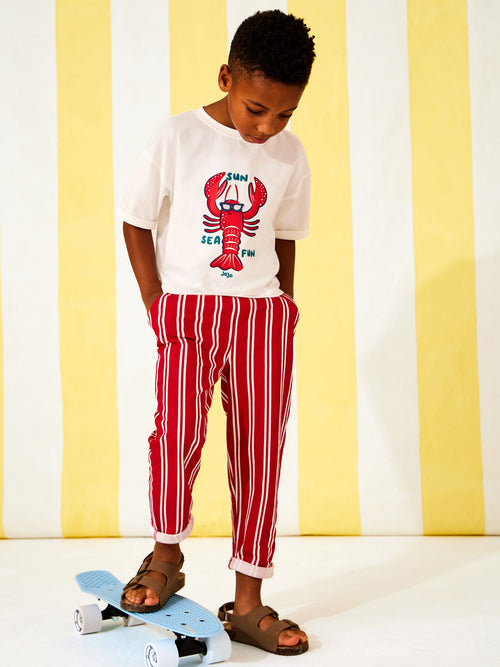 JoJo Maman Bébé Red Lobster 2-Piece T-Shirt & Stripe Trouser Set image 1