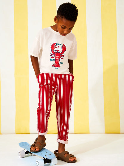 JoJo Maman Bébé Red Lobster 2-Piece T-Shirt & Stripe Trouser Set image 1