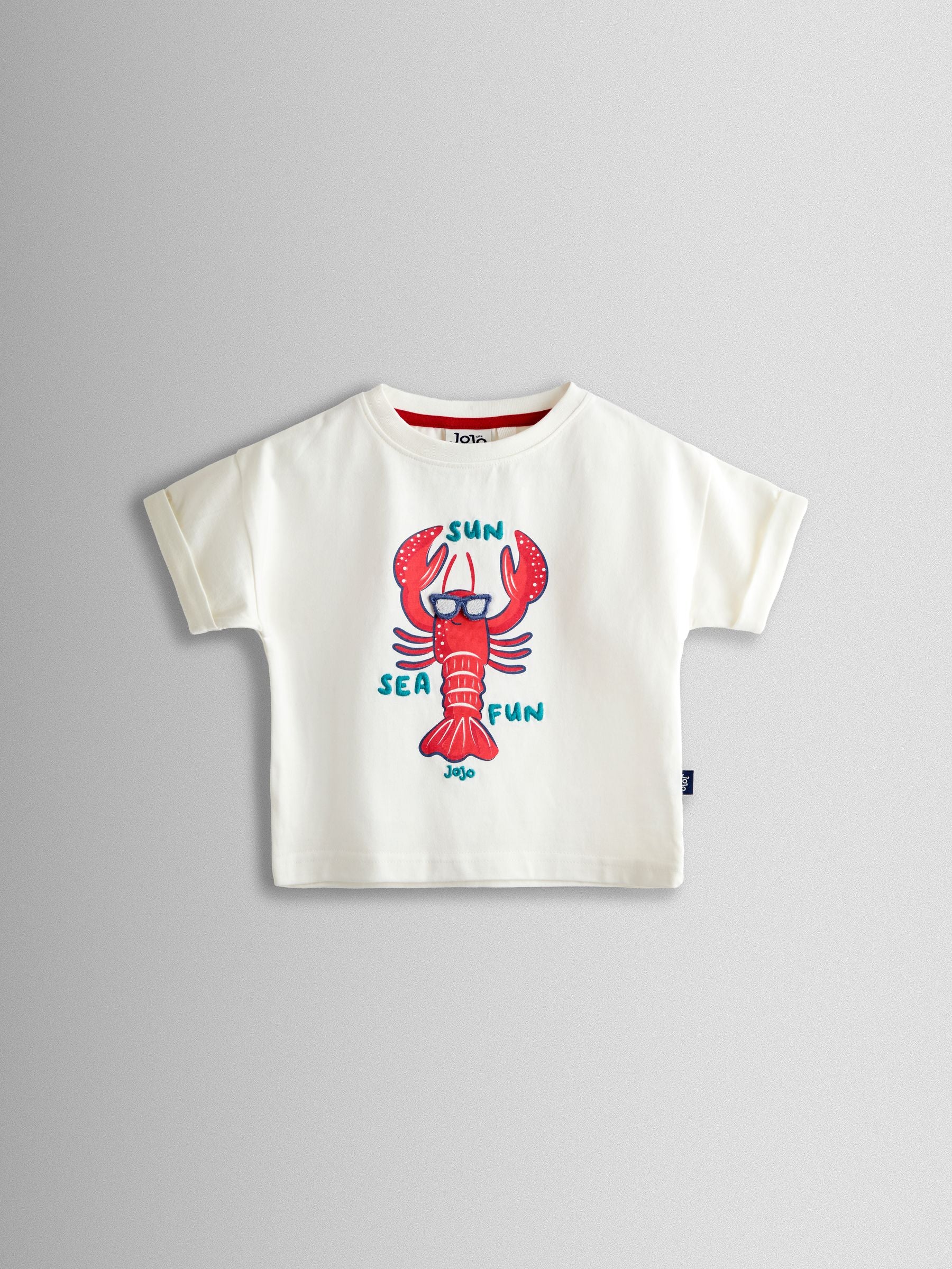 JoJo Maman Bébé Red Lobster 2-Piece T-Shirt & Stripe Trouser Set image 3