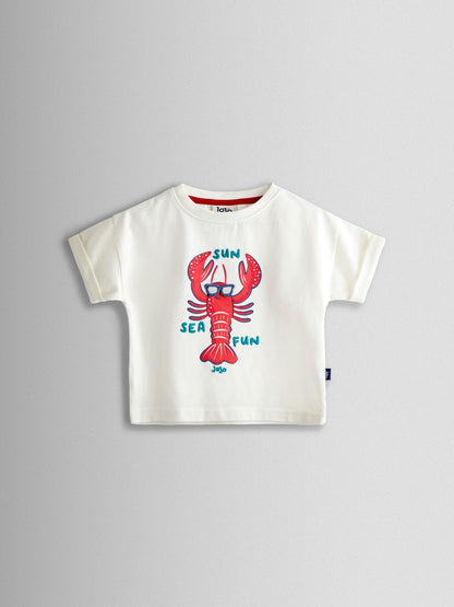 JoJo Maman Bébé Red Lobster 2-Piece T-Shirt & Stripe Trouser Set image 3