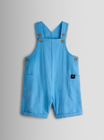 JoJo Maman Bébé Blue 2-Piece Cheesecloth Dungarees & T-Shirt Set image 2