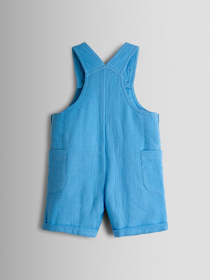 JoJo Maman Bébé Blue 2-Piece Cheesecloth Dungarees & T-Shirt Set image 3