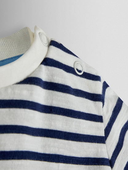 JoJo Maman Bébé Blue 2-Piece Cheesecloth Dungarees & T-Shirt Set image 6