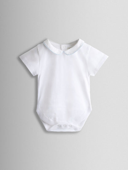 JoJo Maman Bébé Light Blue 2-Piece Chick Embroidered Dungarees & Body Set image 4