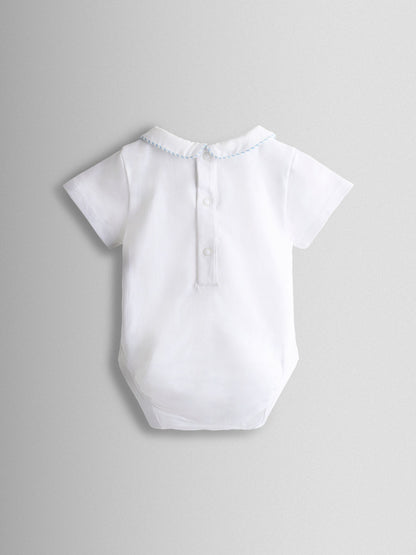 JoJo Maman Bébé Light Blue 2-Piece Chick Embroidered Dungarees & Body Set image 5