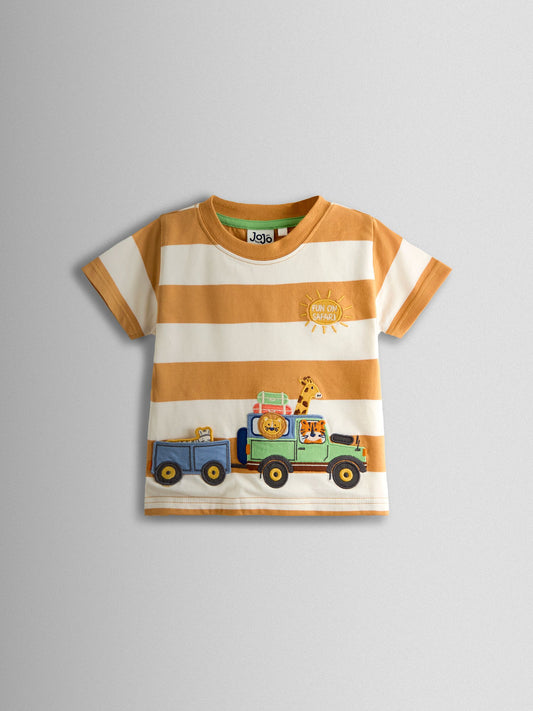 JoJo Maman Bébé Yellow Safari Appliqué T-Shirt image 1
