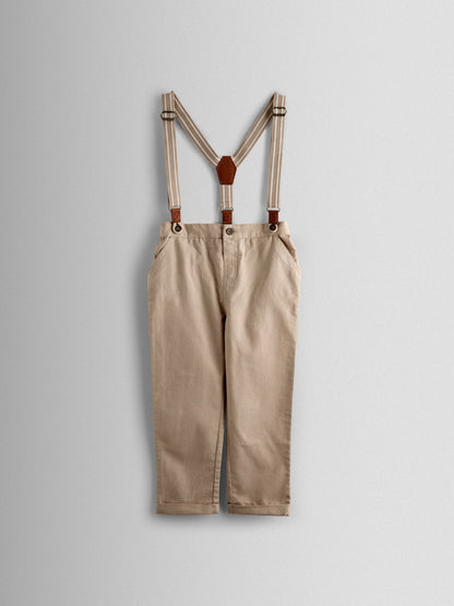 JoJo Maman Bébé Natural 4-Piece Shirt & Trouser Set With Bow Tie & Braces image 2