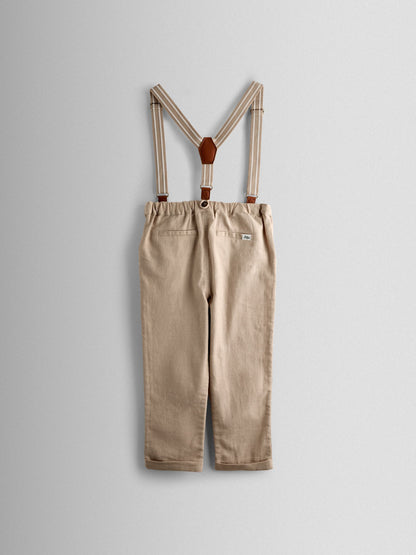JoJo Maman Bébé Natural 4-Piece Shirt & Trouser Set With Bow Tie & Braces image 3