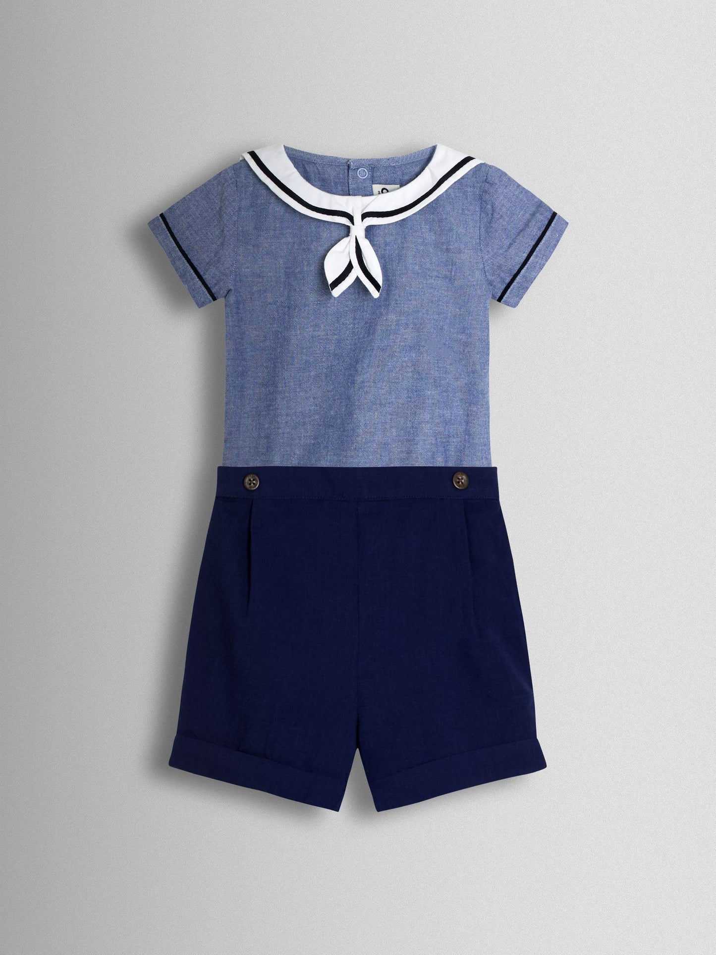 JoJo Maman Bébé Blue 2-Piece Sailor Collar Body & Shorts Set image 2