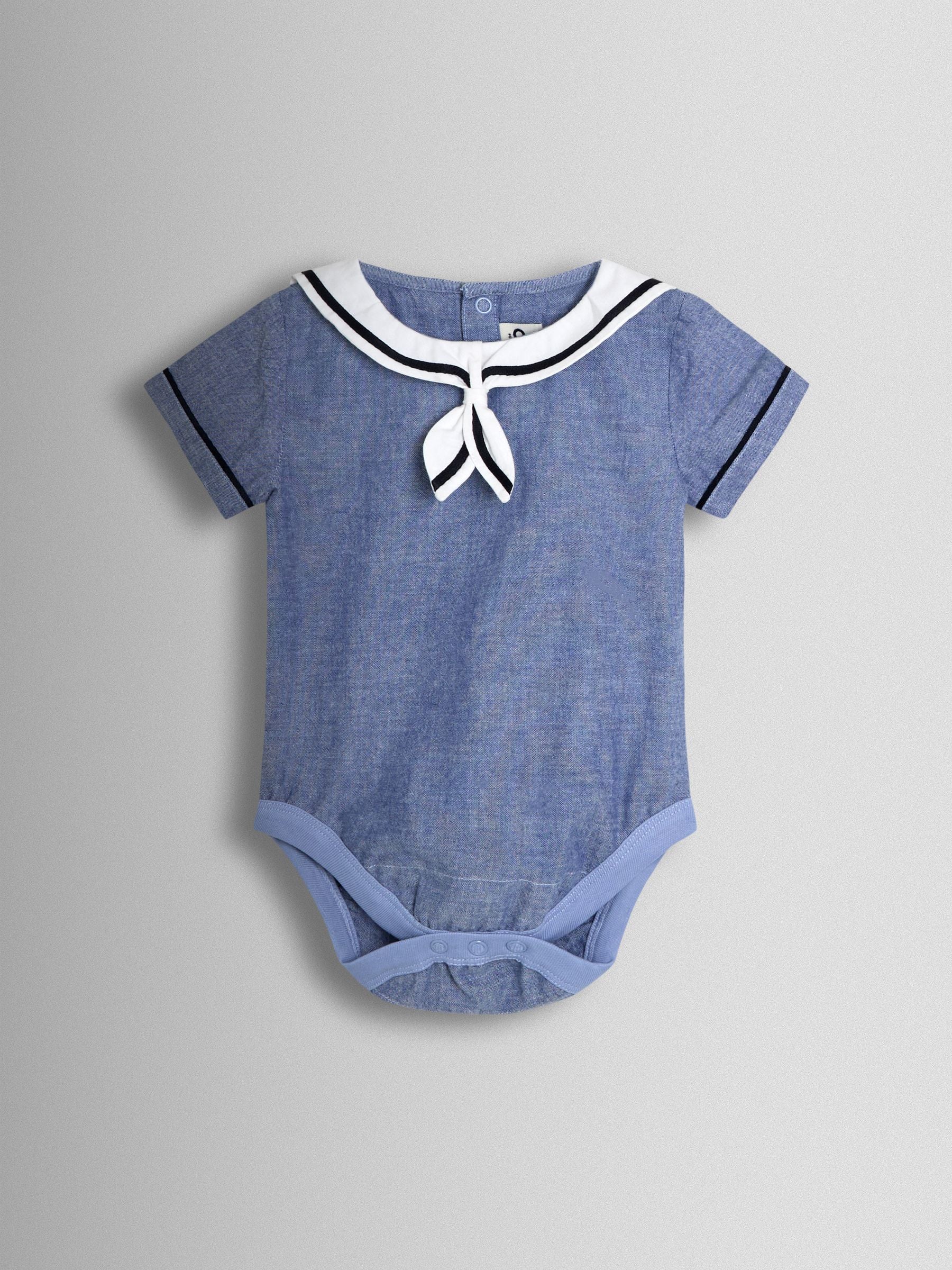 JoJo Maman Bébé Blue 2-Piece Sailor Collar Body & Shorts Set image 3